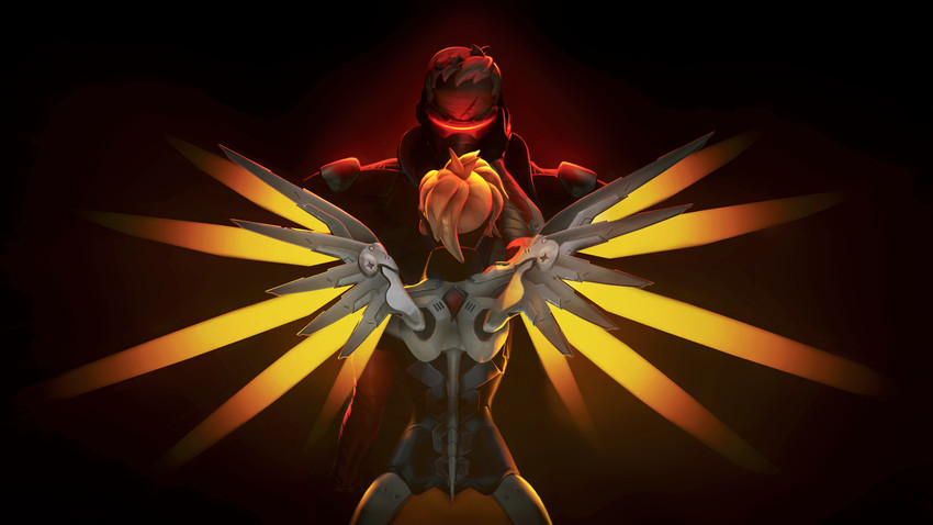 mercy and soldier: 76 (overwatch and 1 more) drawn by paintispainful