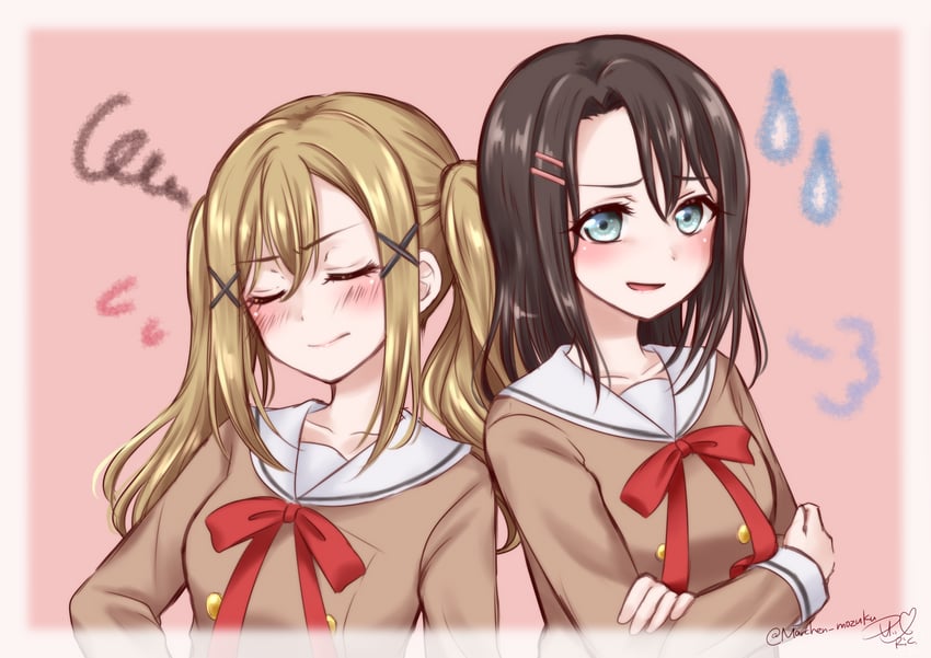 okusawa misaki and ichigaya arisa (bang dream!) drawn by ric._(marchen_mozuku)