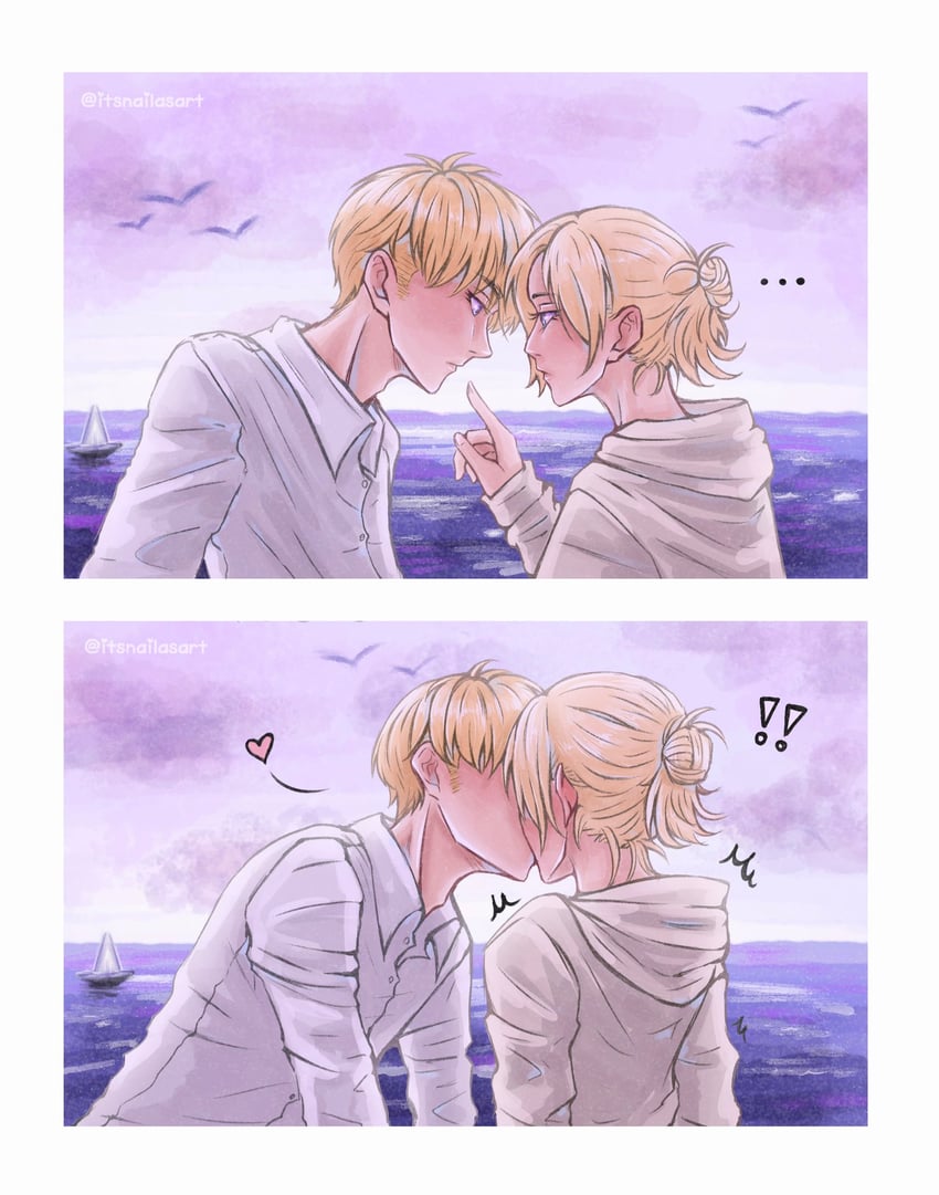 armin arlert and annie leonhart (shingeki no kyojin) drawn by itsnailasart
