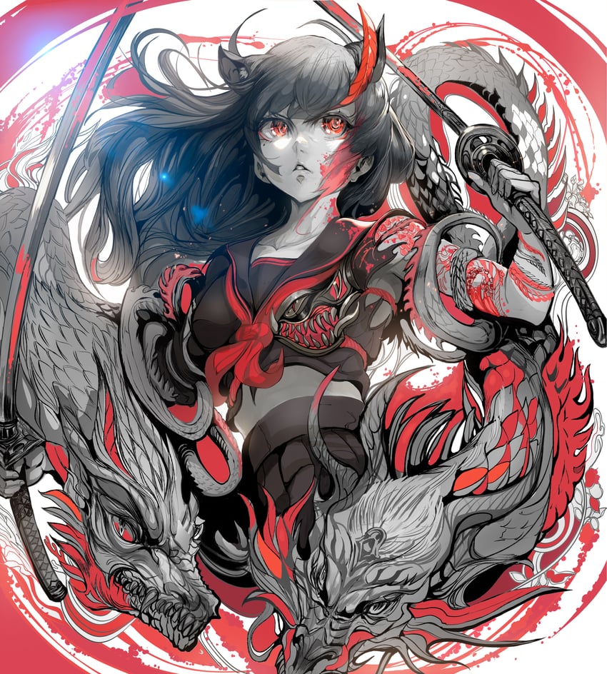 senketsu and kiryuuin satsuki (kill la kill) drawn by parkjinsuky
