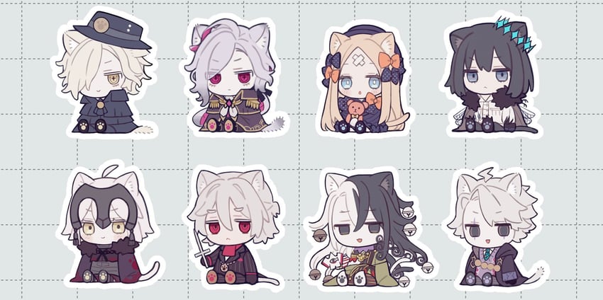abigail williams, jeanne d'arc alter, oberon, ashiya douman, edmond dantes, and 3 more (fate and 1 more) drawn by sumi_(gfgf_045)