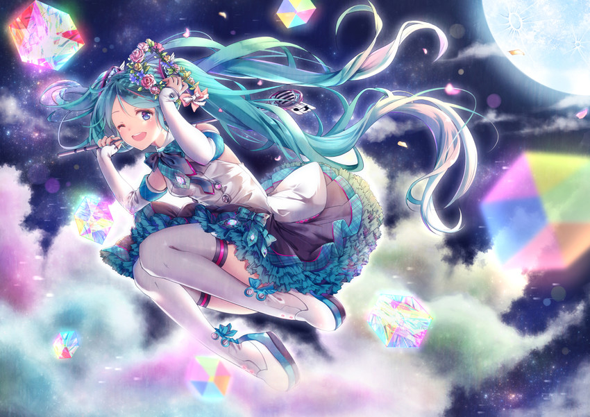 hatsune miku and magical mirai miku (vocaloid and 1 more) drawn by kyashii_(a3yu9mi)