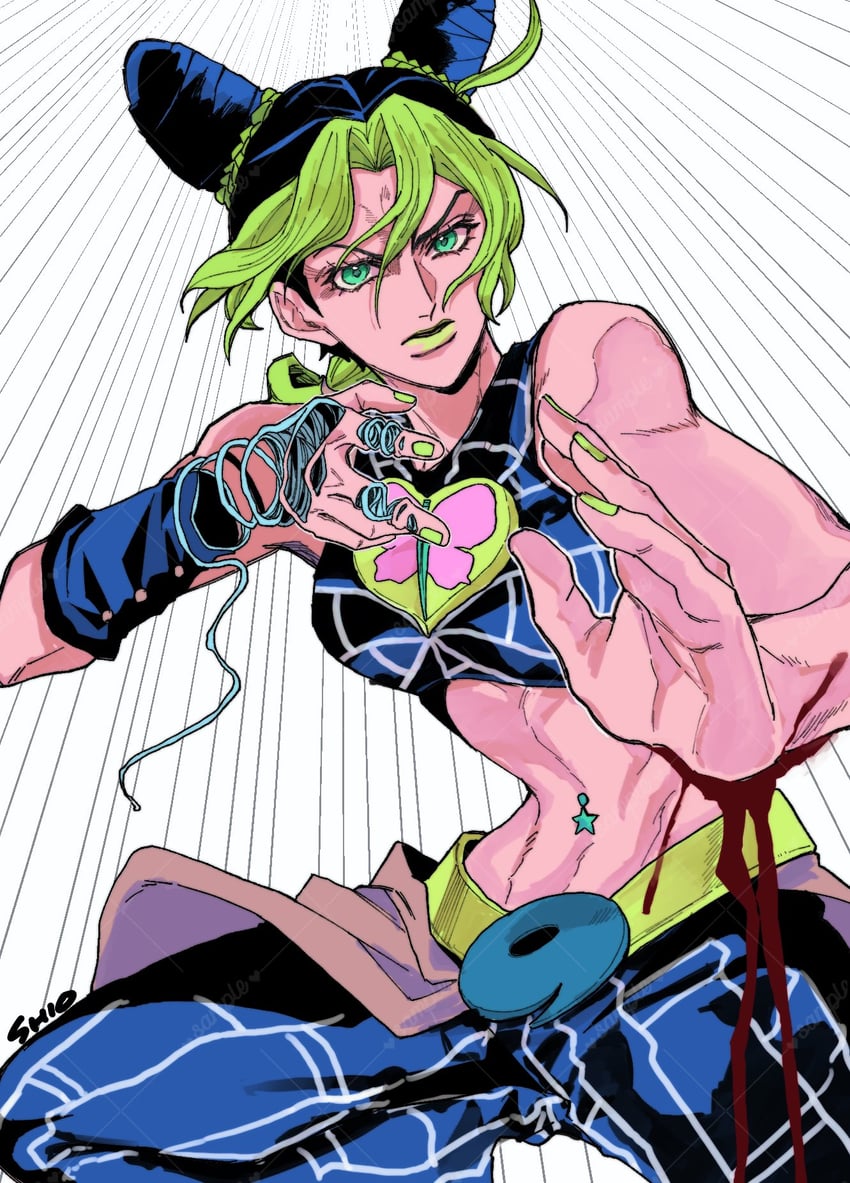 kujo jolyne (jojo no kimyou na bouken and 1 more) drawn by 99g_q