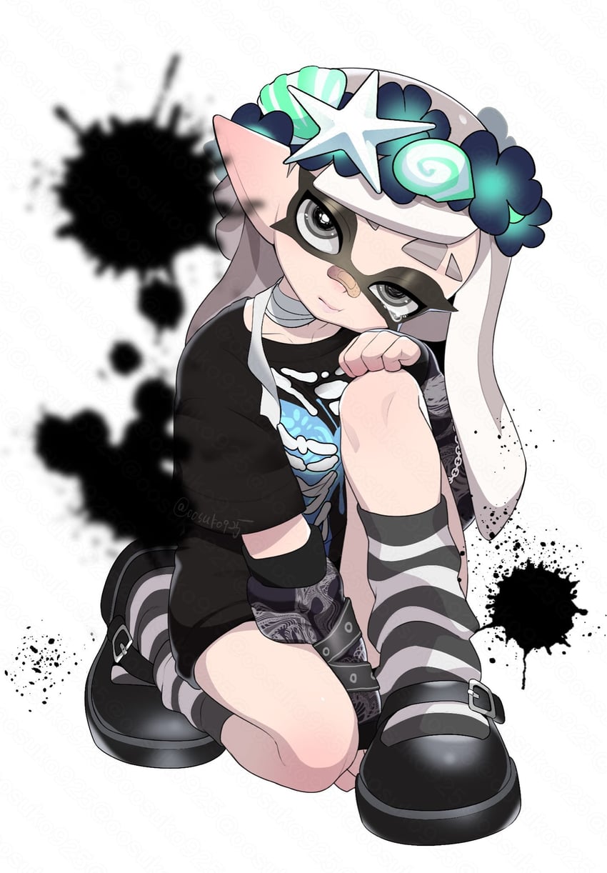 inkling player character and inkling girl (splatoon) drawn by naoki_(oosuko)