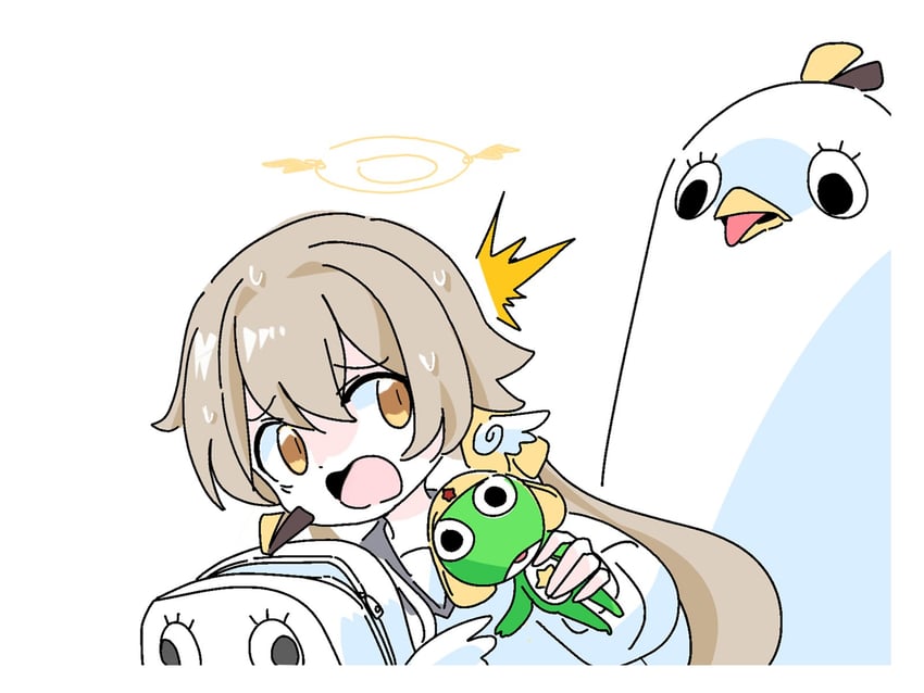 hifumi, peroro, and keroro (blue archive and 1 more) drawn by syk