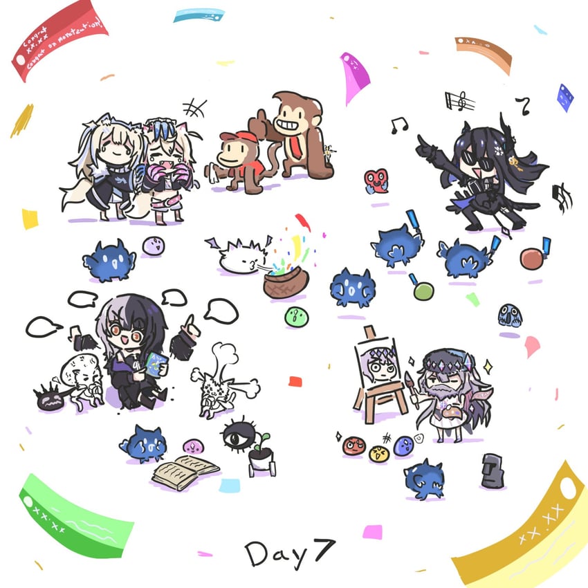 shiori novella, nerissa ravencroft, fuwawa abyssgard, mococo abyssgard, koseki bijou, and 7 more (hololive and 3 more) drawn by ta_wam