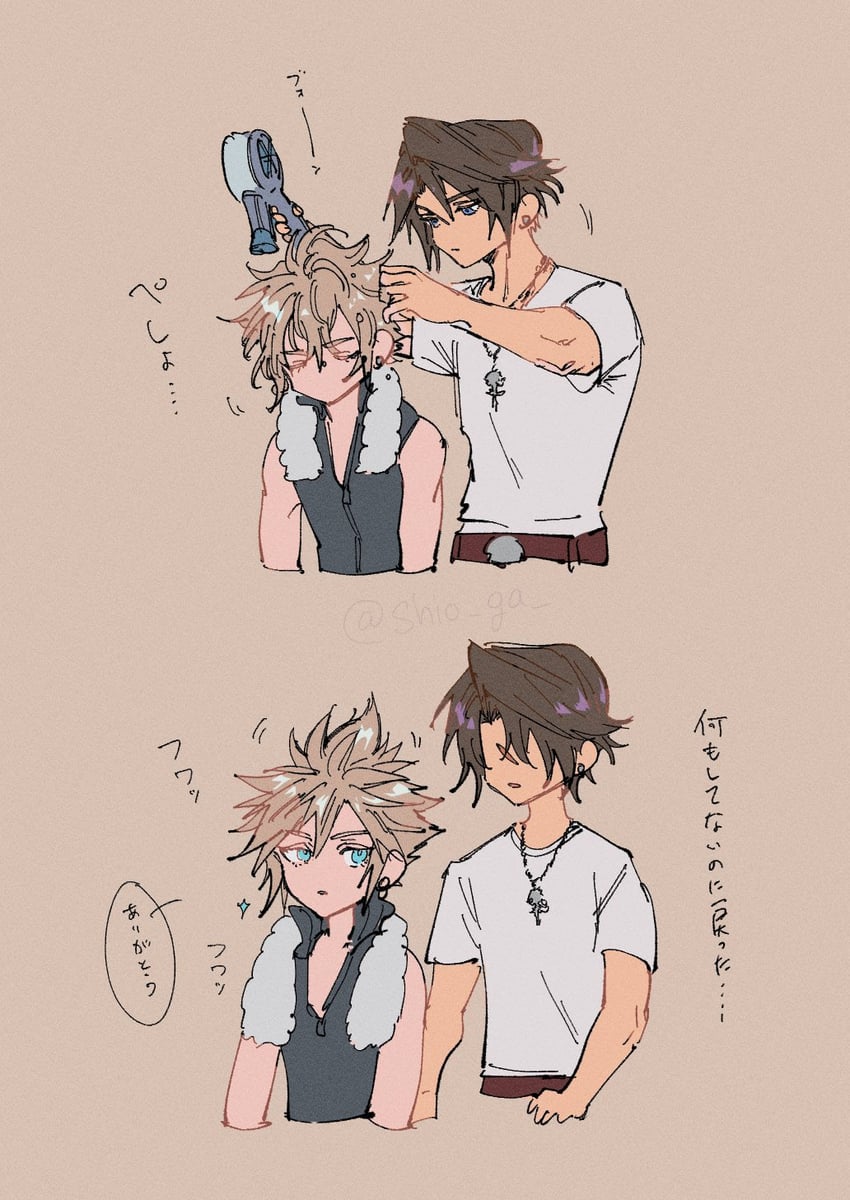 cloud strife and squall leonhart (final fantasy and 3 more) drawn by shio_ga