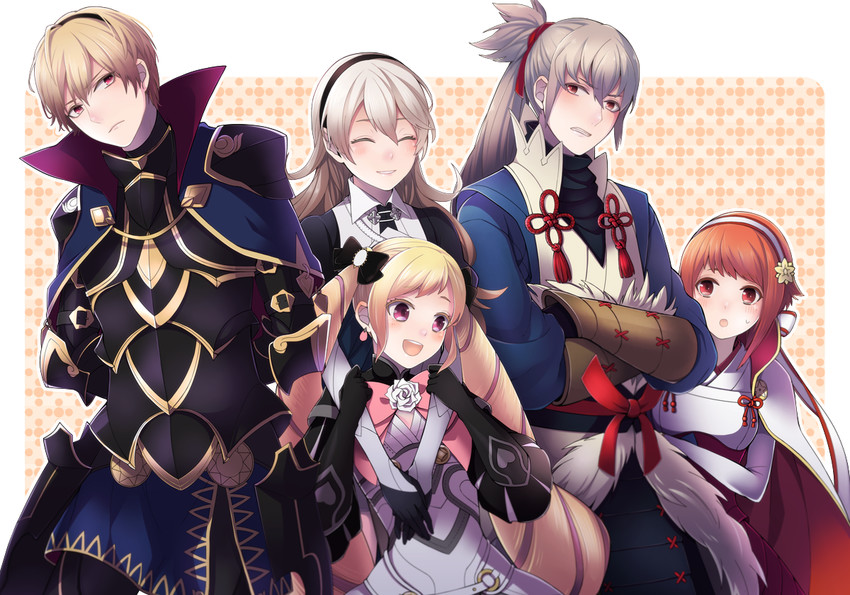 female corrin, elise, takumi, sakura, and leo (fire emblem and 1 more) drawn by umiusi