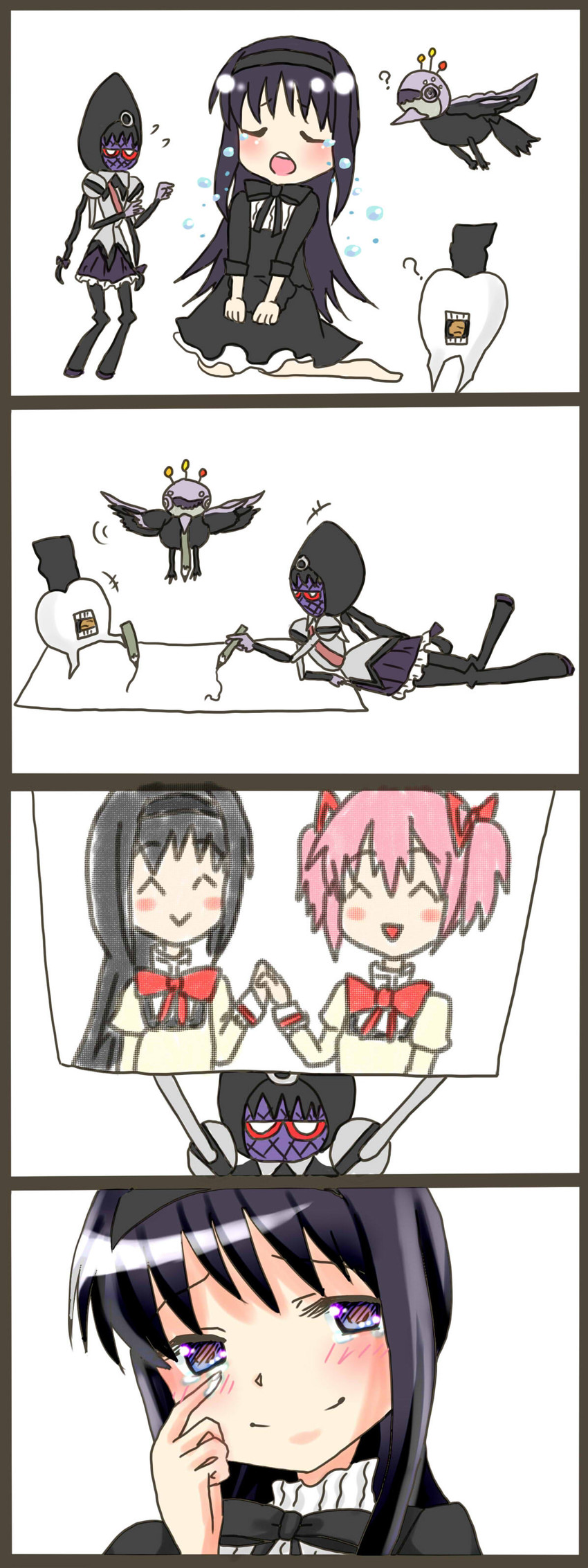 akemi homura, lilia, lotte, and liese (mahou shoujo madoka magica and 1 more) drawn by ayukazu