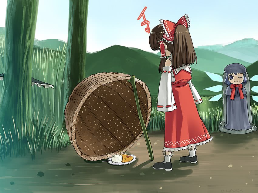 hakurei reimu, kirisame marisa, and cirno (touhou) drawn by okina_ika