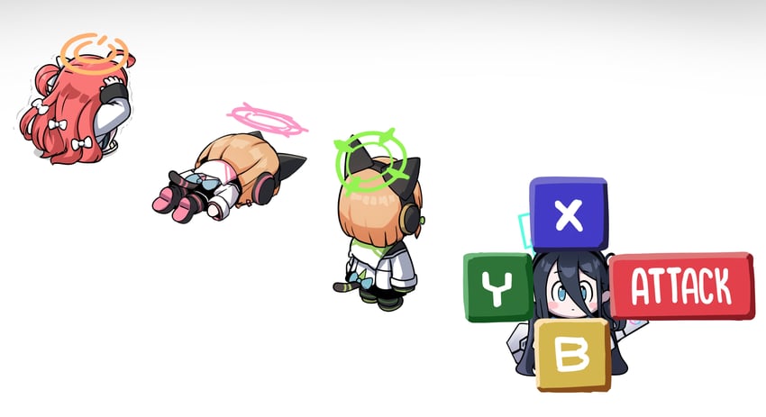 aris, momoi, midori, and yuzu (blue archive and 2 more) drawn by seigetsu_kotaku