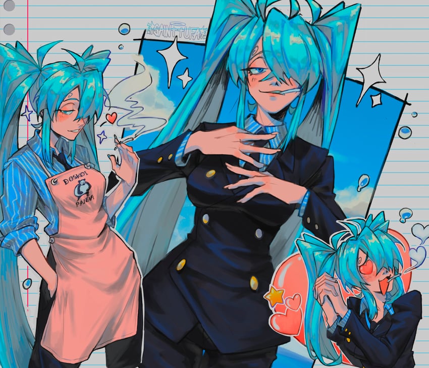 hatsune miku and sanji (vocaloid and 1 more) drawn by sainttufa