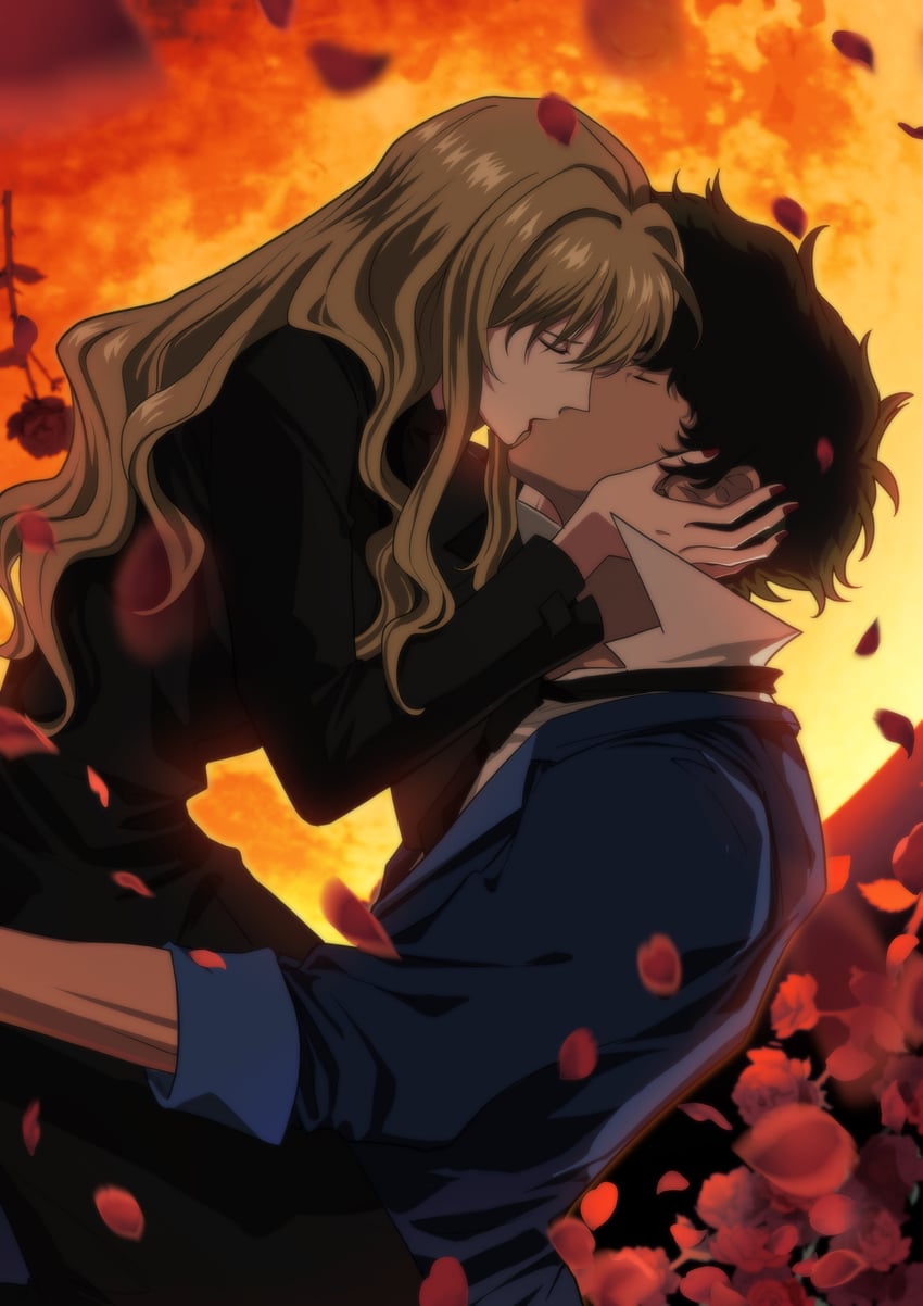 spike spiegel and julia (cowboy bebop) drawn by naozi