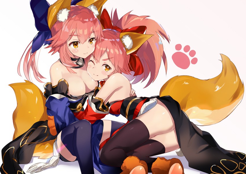 tamamo, tamamo no mae, and tamamo cat (fate and 2 more) drawn by same_(sendai623)