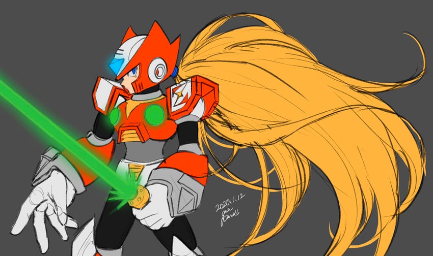 zero (mega man and 1 more) drawn by guutara