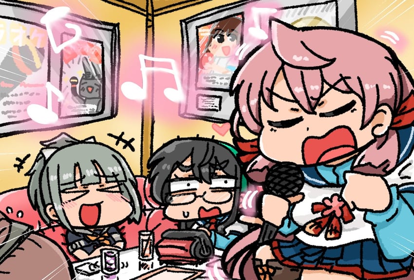ooyodo, rensouhou-chan, akashi, yuubari, and yuubari kai ni (kantai collection) drawn by cyama_land