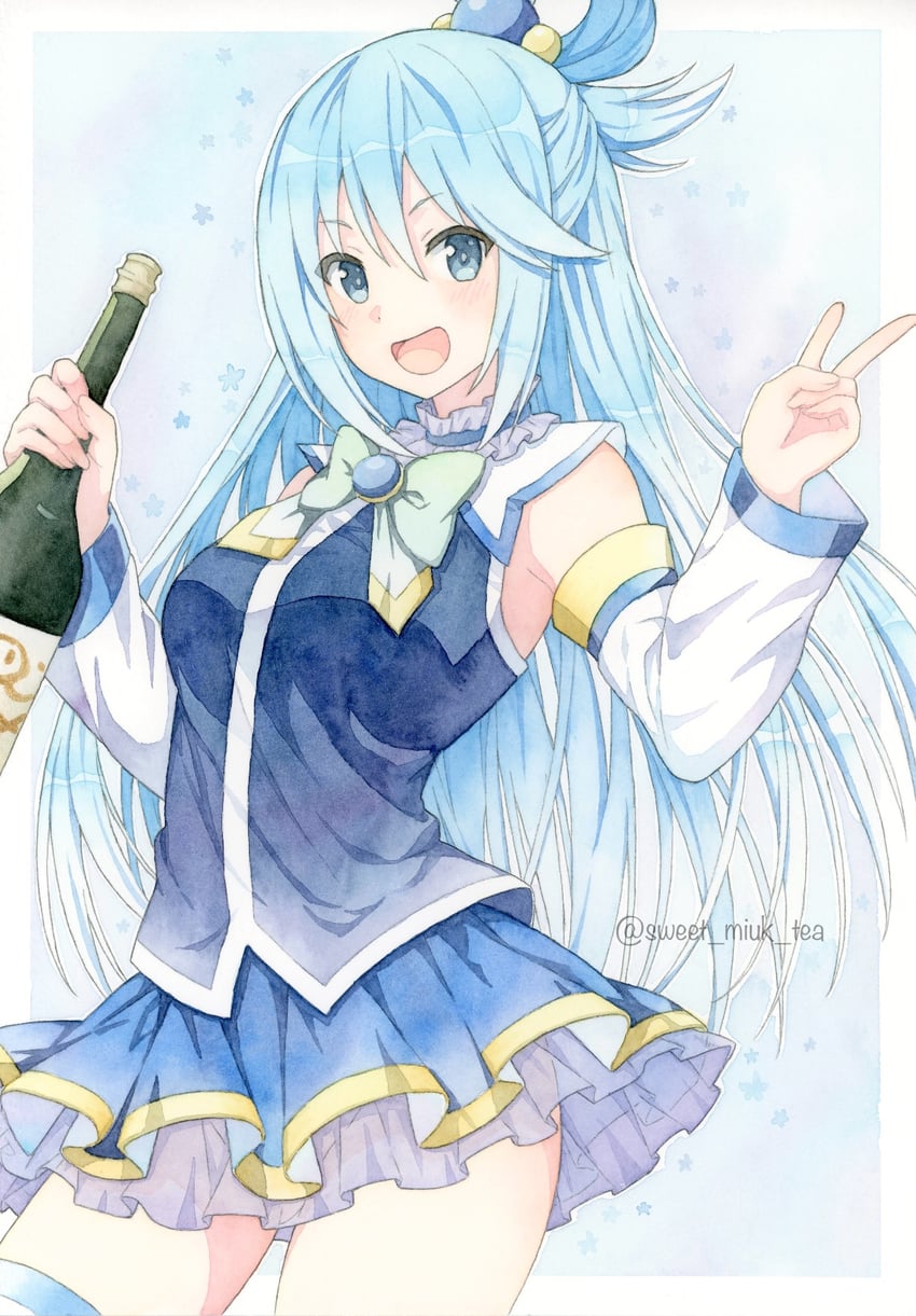 aqua (kono subarashii sekai ni shukufuku wo!) drawn by sweet_miuk_tea