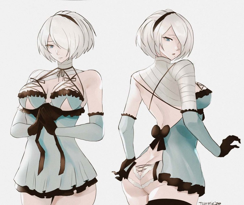 2b and kaine (nier:automata and 1 more) drawn by tommy_(kingdukeee)