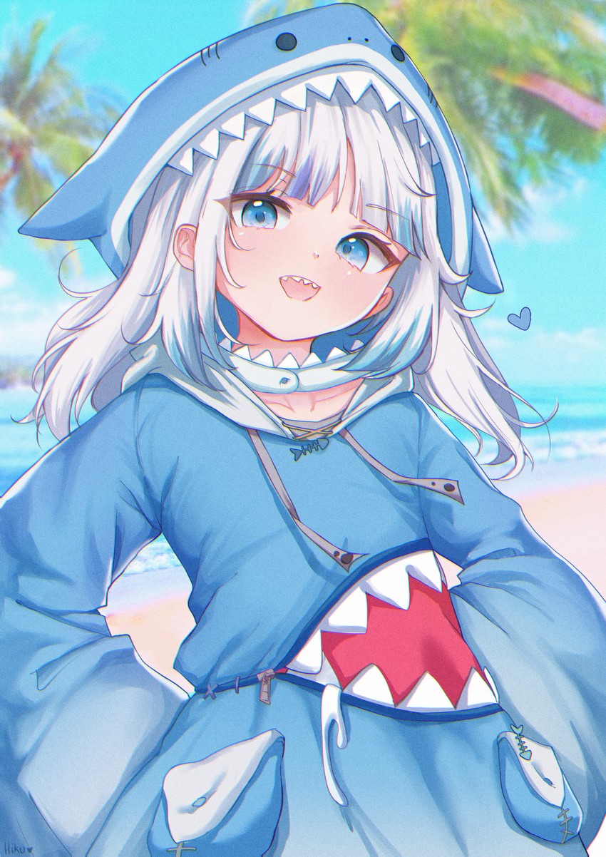 gawr gura (hololive and 1 more) drawn by hikeru_(hikerumin)