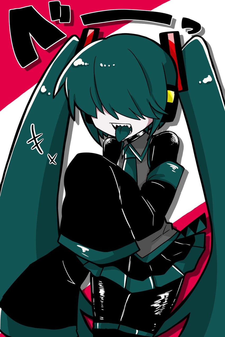hatsune miku and mekakure miku (vocaloid) drawn by kyomu_305
