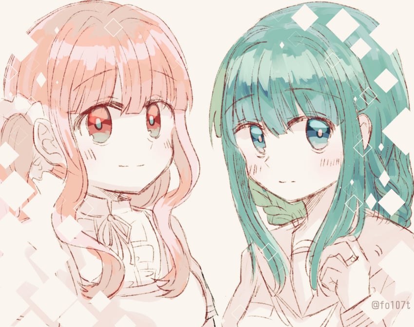 tamaki iroha and futaba sana (mahou shoujo madoka magica and 1 more) drawn by totte