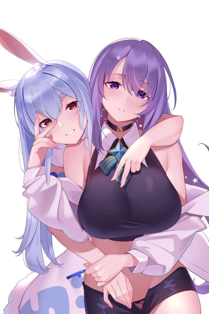 usada pekora and moona hoshinova (hololive and 1 more) drawn by kaneko_(bblogtinhan)