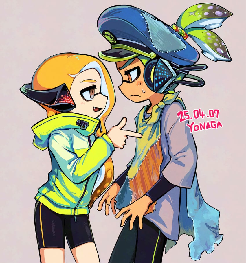 agent 3, agent 4, and captain 3 (splatoon and 1 more) drawn by yonaga_story