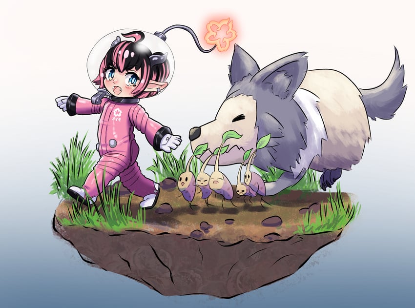 rescue officer and oinomori may (nanashi inc. and 2 more) drawn by rgm_jesta