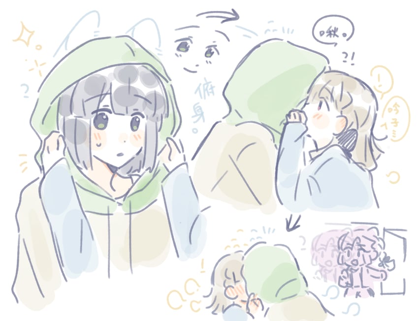 momose ginko, anyoji hime, and kachimachi kosuzu (love live! and 1 more) drawn by woodonly