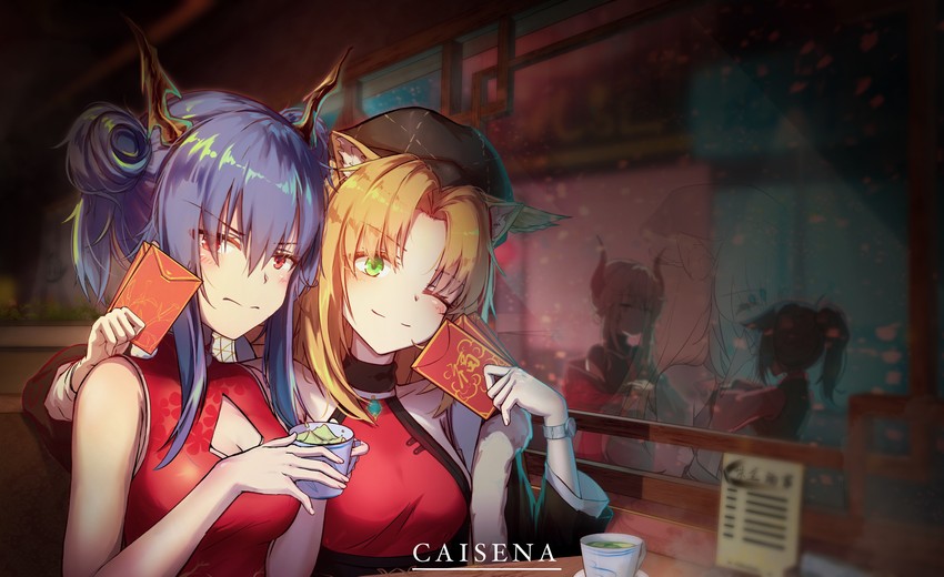 swire, jessica, liskarm, and ch'en (arknights) drawn by caisena