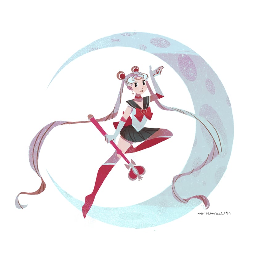 tsukino usagi and sailor moon (bishoujo senshi sailor moon) drawn by ann_marcellino