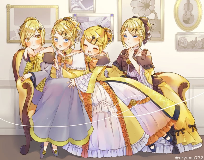 kagamine rin and riliane lucifen d'autriche (vocaloid and 3 more) drawn by aryuma772