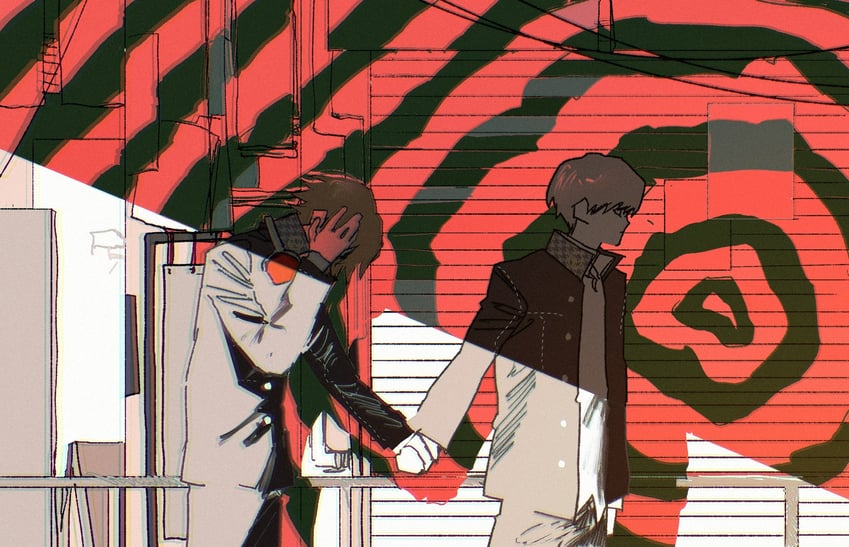 narukami yu and hanamura yousuke (persona and 1 more) drawn by goguma_wagamja