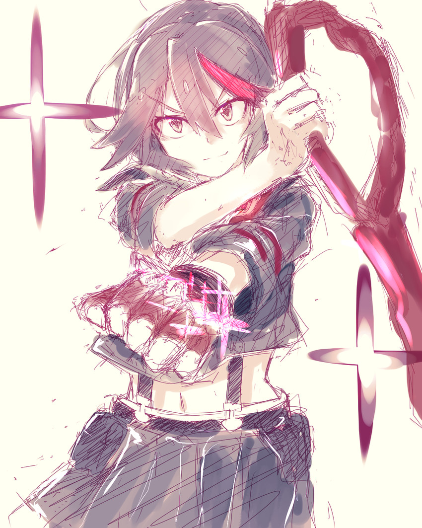 matoi ryuuko and senketsu (kill la kill) drawn by maido_mido