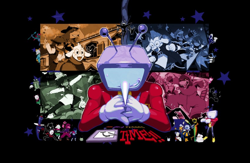 undyne, toriel, ralsei, spamton g. spamton, ant tenna, and 18 more (deltarune) drawn by bendedede