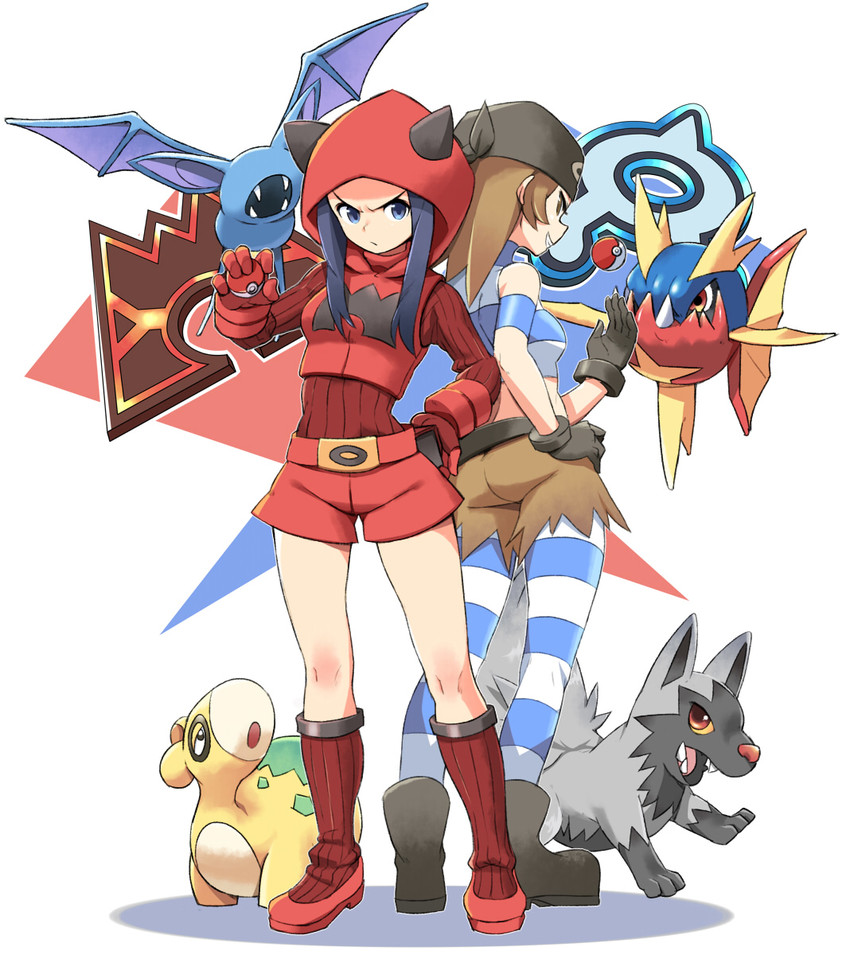 zubat, poochyena, team magma grunt, team aqua grunt, numel, and 1 more (pokemon and 1 more) drawn by tm_(hanamakisan)