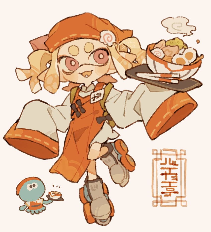 inkling player character, inkling girl, and jellyfish (splatoon) drawn by p0m4_p0m4