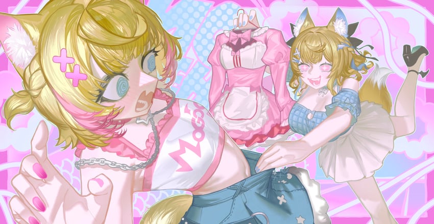 fuwawa abyssgard and mococo abyssgard (hololive and 1 more) drawn by pungson_mori