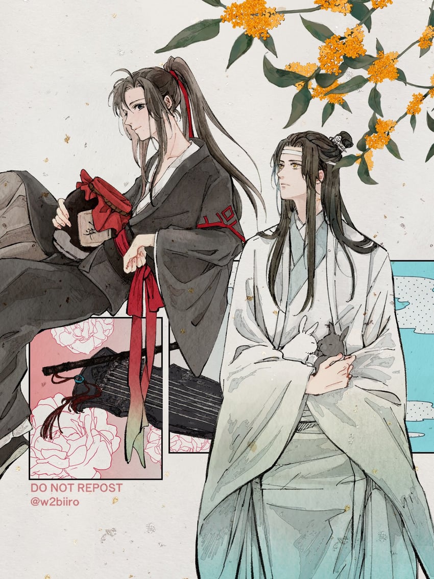 wei wuxian and lan wangji (modao zushi) drawn by w2biiro