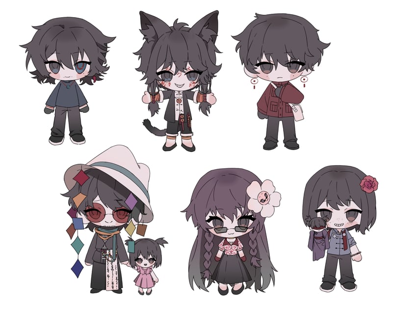 ziche fuzhao, li yuting, huai yunqing, fu shun, naihe, and 2 more (touqi guaitan) drawn by cabinc