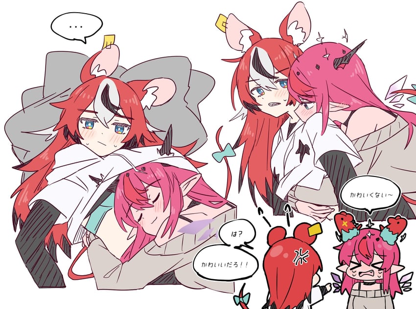 hakos baelz, irys, and mr. squeaks (hololive and 1 more) drawn by ramphastostella