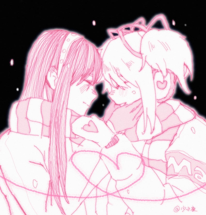 akemi homura and kaname madoka (mahou shoujo madoka magica) drawn by shao_ziye