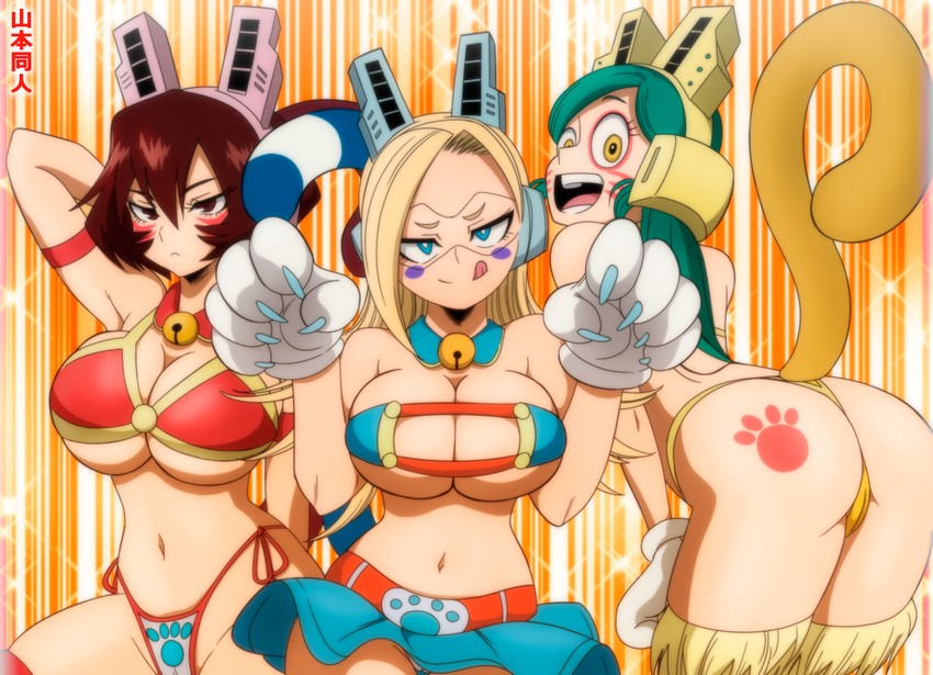 ragdoll, mandalay, and pixie-bob (boku no hero academia) drawn by yamamoto_doujin