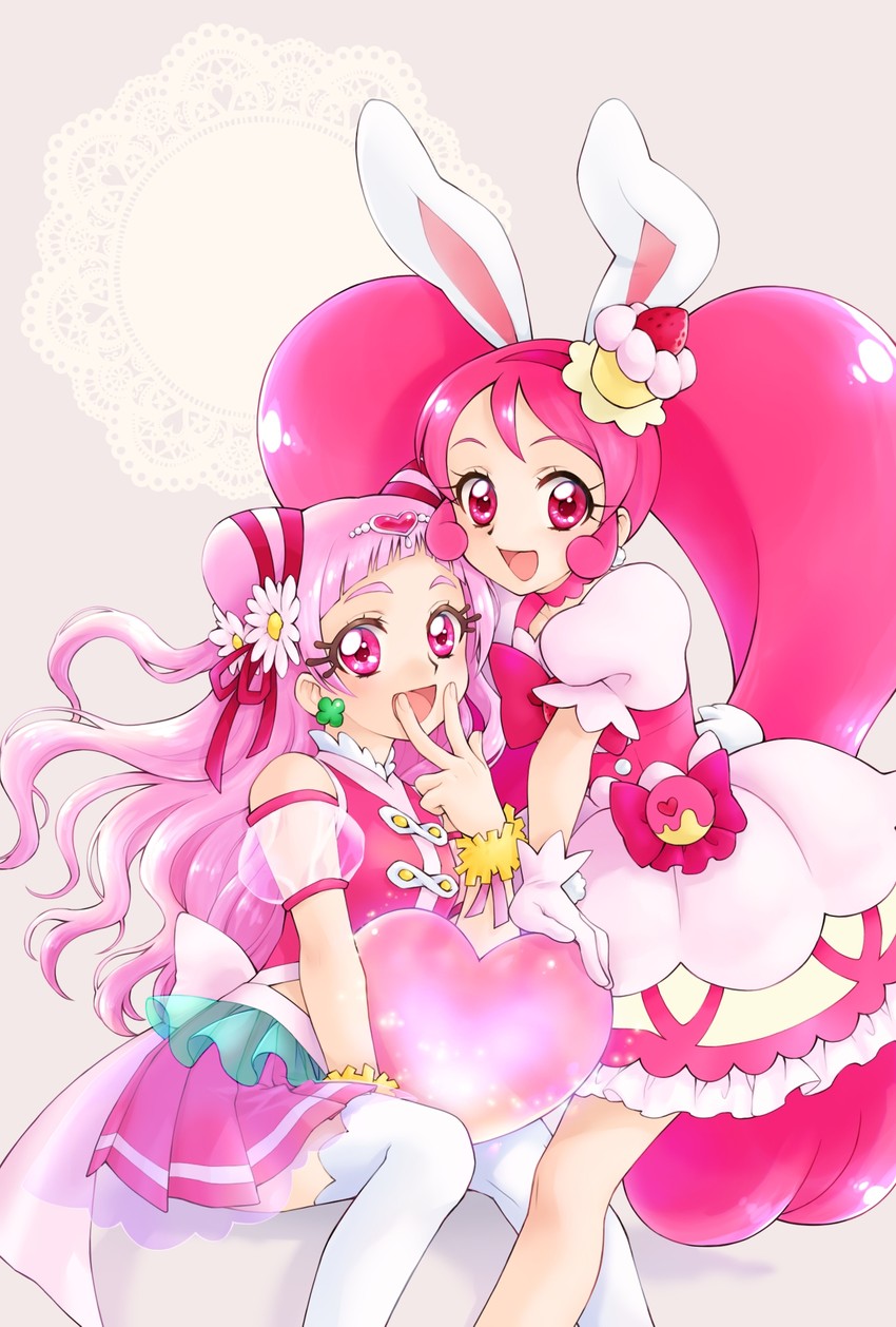nono hana, usami ichika, cure yell, and cure whip (precure and 2 more) drawn by aizen_(syoshiyuki)