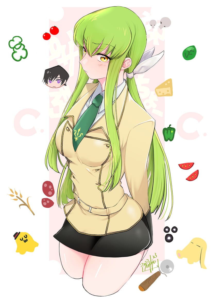 c.c., lelouch vi britannia, and cheese-kun (code geass) drawn by noppo