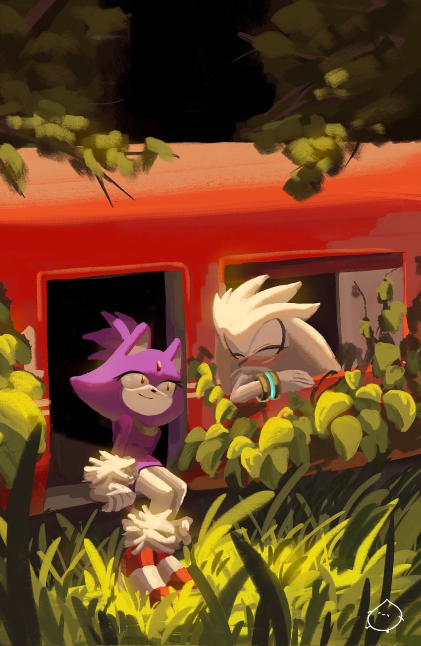 blaze the cat and silver the hedgehog (sonic) drawn by yangfaa_sonic