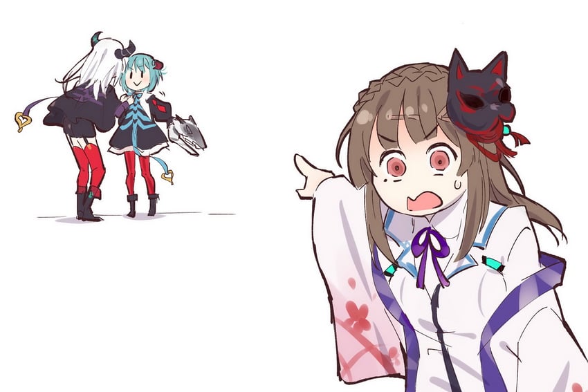kiryuu miya, yamawaki bon ivar, and bungo yayoi (heaven burns red) drawn by lliissaawwuu2