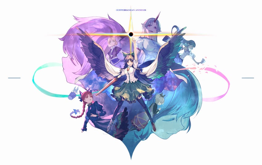 kochiya sanae, komeiji koishi, komeiji satori, kaenbyou rin, reiuji utsuho, and 4 more (touhou and 1 more) drawn by wb_yimo