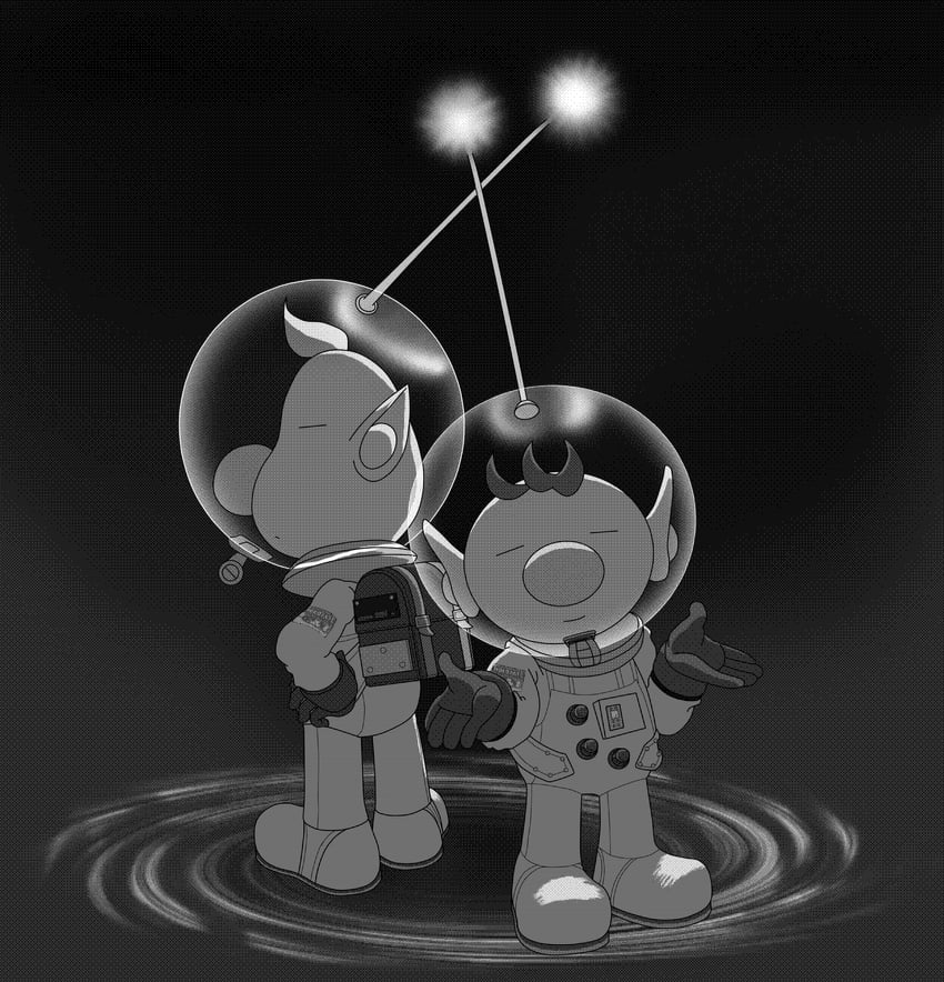 olimar and louie (pikmin) drawn by mudsaw
