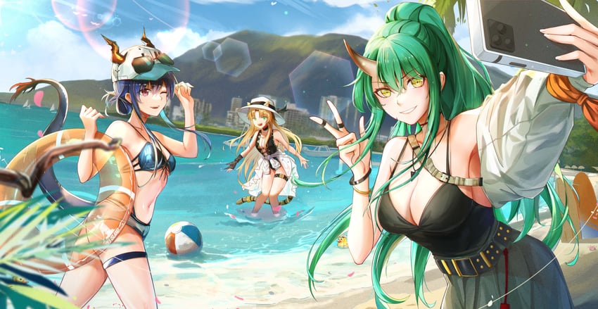 ch'en, hoshiguma, swire, and ch'en the holungday (arknights) drawn by bai_shiro@